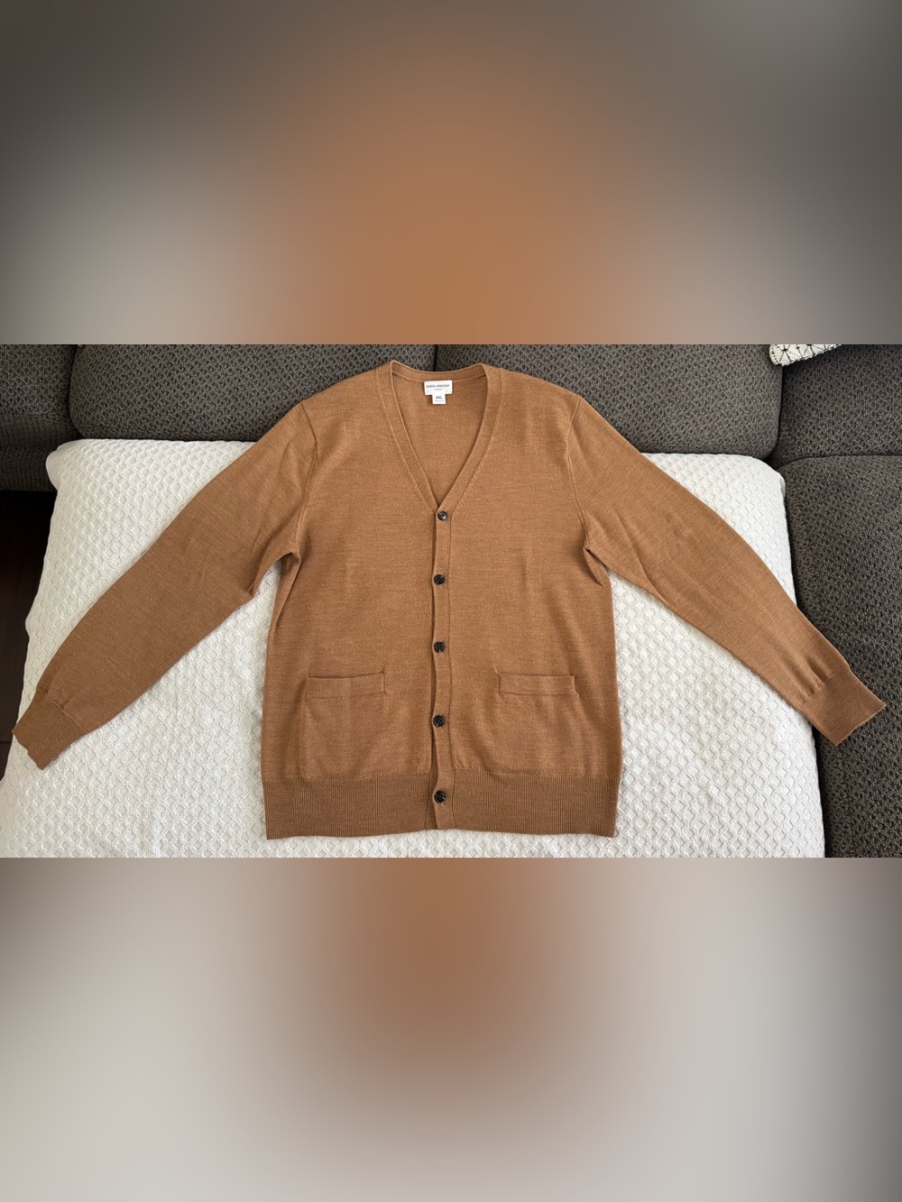 Spier Mackay Mens XXL 100% Merino Wool Cardigan Sweater Camel Brown Button Front